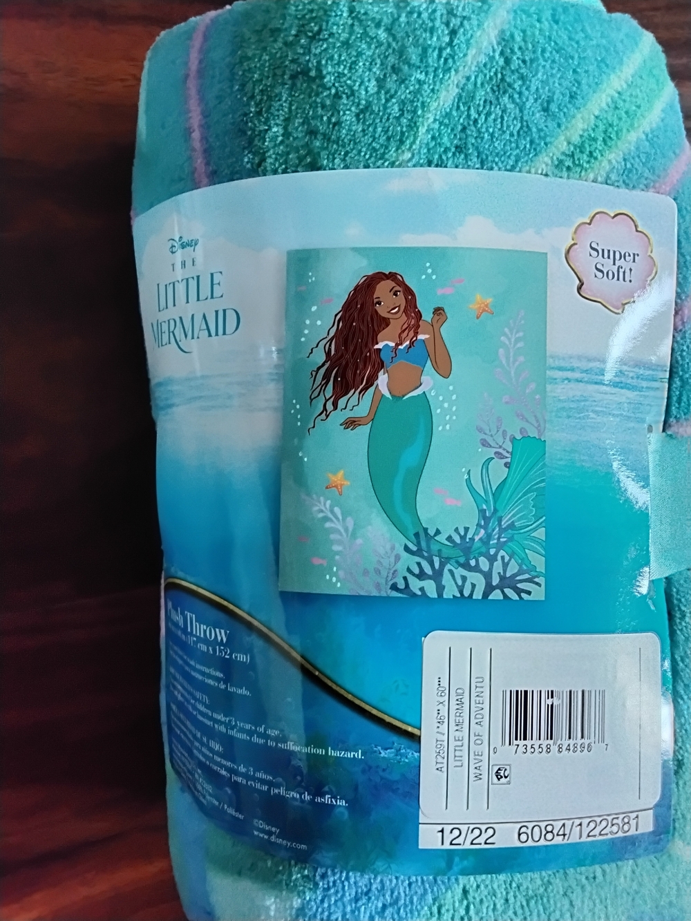 Disney The Little Mermaid Aqua Mermaid Throw Blanket